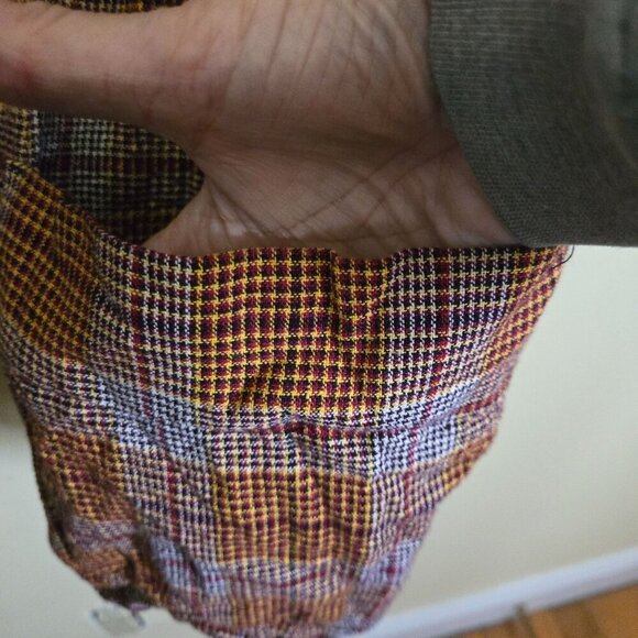 Free People Simply Plaid Relaxed Unstructured Linen Blazer Plaid Pockets Size M - Picture 10 of 12